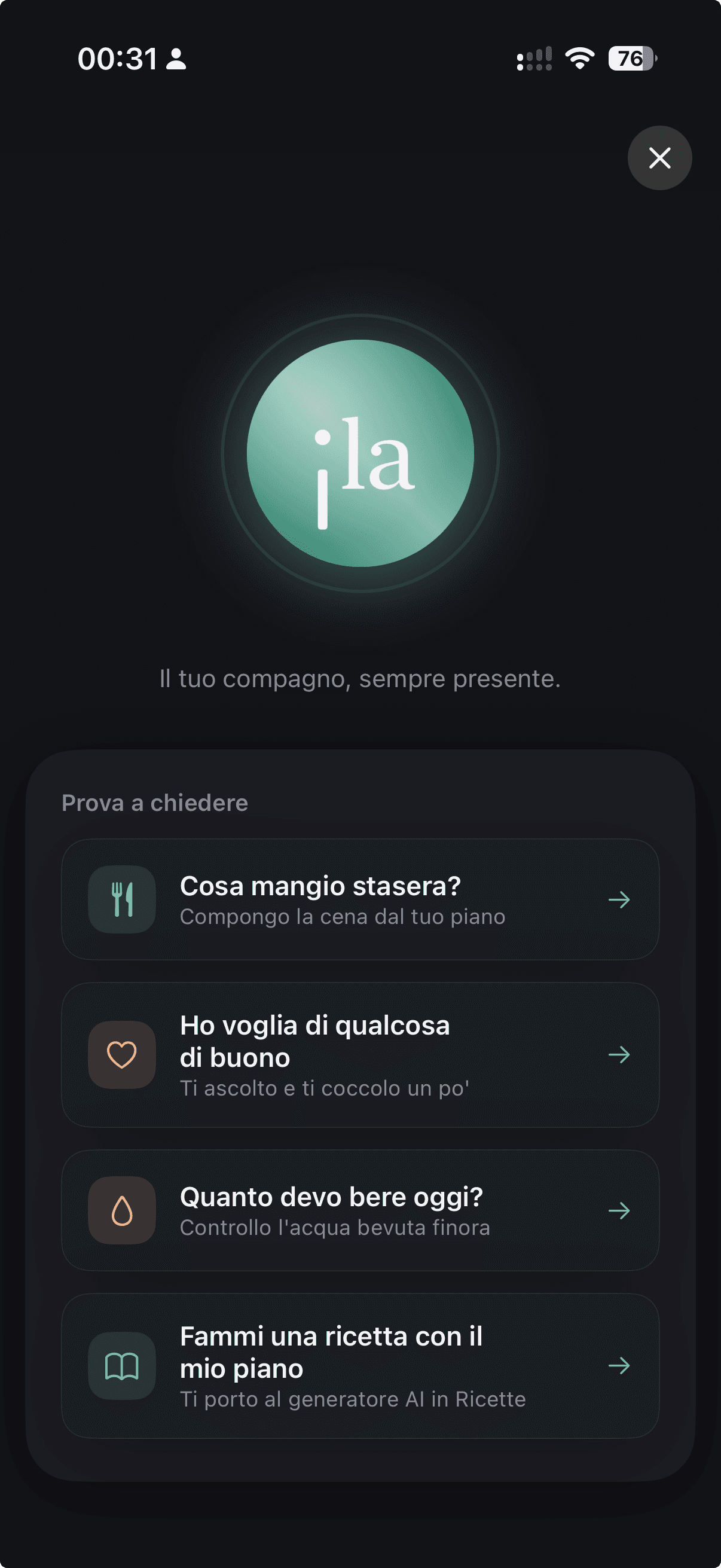 Il companion ila AI con suggerimenti da provare, incluso supporto nei momenti no