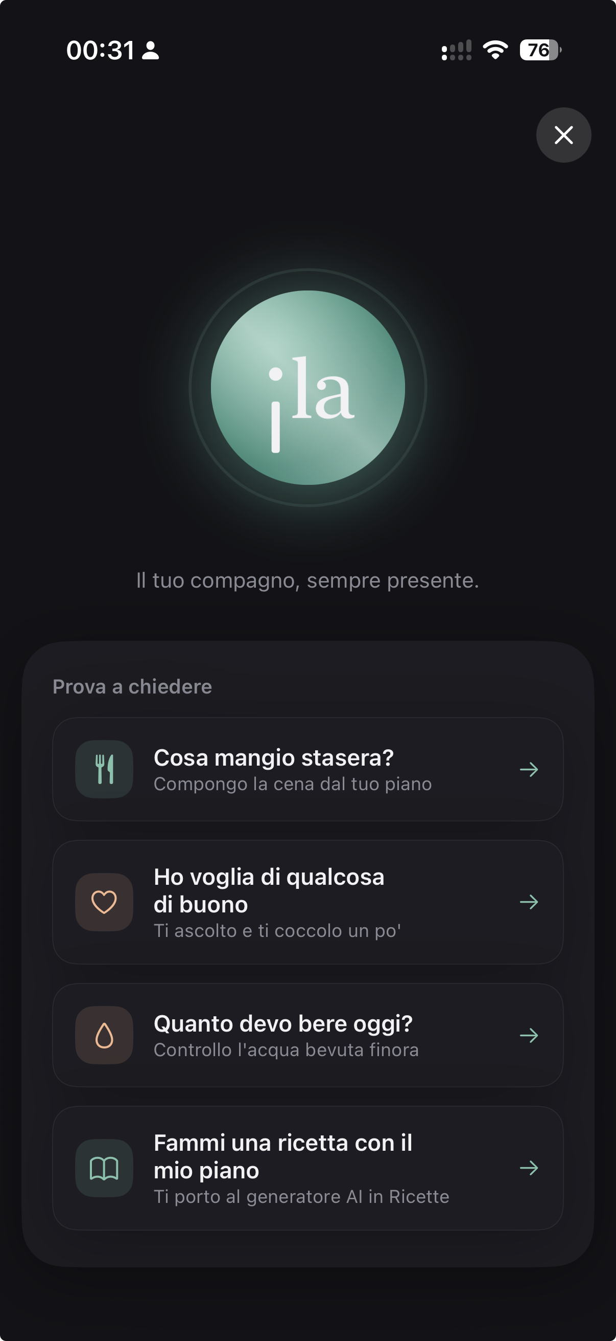 Il companion ila AI con suggerimenti da provare, incluso supporto nei momenti no